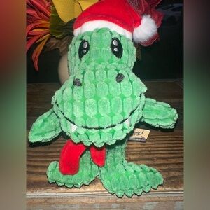 Dinosaur Santa Dog Toy Plush with Santa Hat ~NWT ~ squeaker
